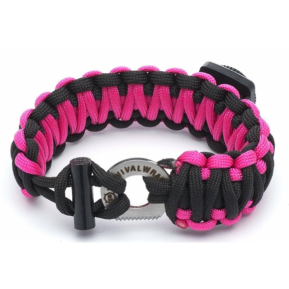 Pink Paracord Survival Wrap Emergency Bracelet - Picture 2 of 4